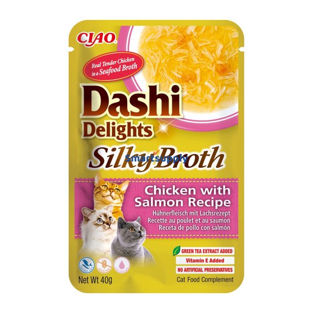 INABA CAT Dashi Delights Silkeagtig bouillon Kylling med laks - godbid til katte - 40g