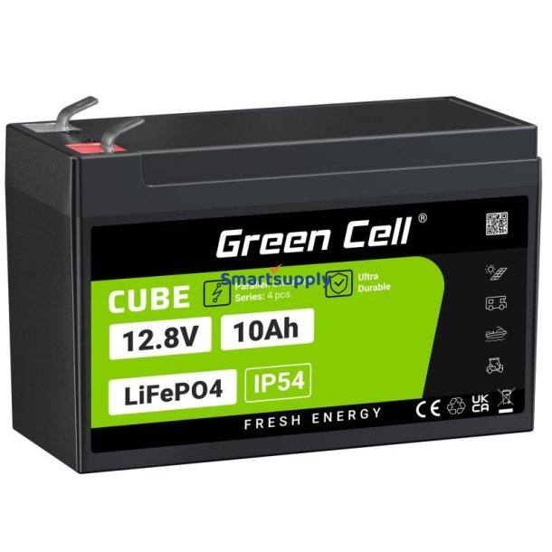 Green Cell Lfpgc12v10ah Ups Batteri Lithium Iron Phosphate (Lifepo4) 12,8V 10 Ah