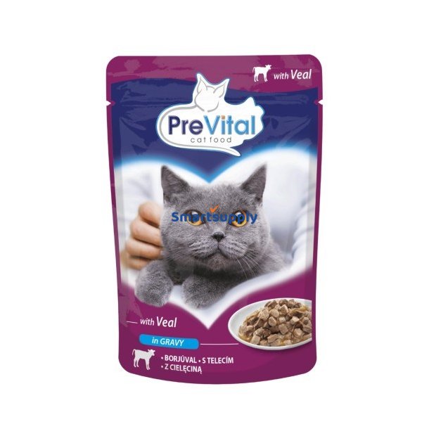 PREVITAL Veal in gravy - vd kattefoder - 100g