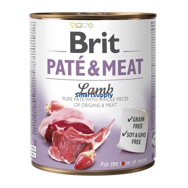 Brit Pat&eacute; &amp; Meat Lam - Vdfoder Til Hunde - 800G