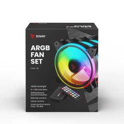 Savio Fan-01 4-Pack 120Mm Argb Blser Inklusive Controller Og Fjernbetjening