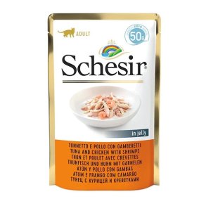 SCHESIR in jelly Tuna and chicken with shrimps - vd kattefoder - 50 g