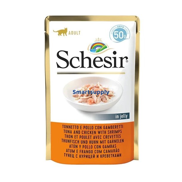 SCHESIR in jelly Tuna and chicken with shrimps - vd kattefoder - 50 g