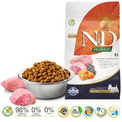 FARMINA N&D Pumpkin Dog Lamb & Blueberry Adult Mini  - trfoder til hunde - 800 g