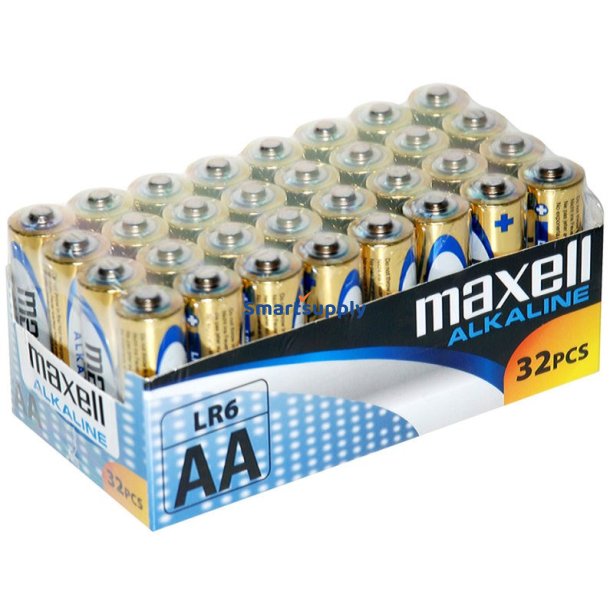 Maxell Batteri Alkalisk Alkaline Lr6 Aa Foil, ske Med 32 Stykker (8 Pakker &Aacute; 4 Stykker Hver)
