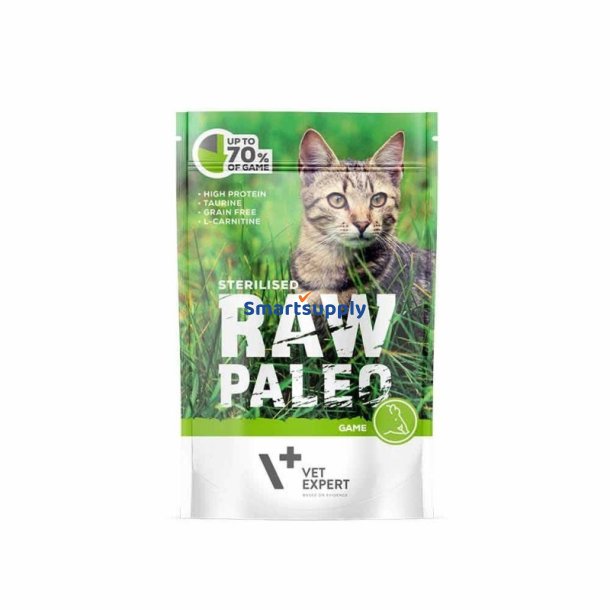 RAW PALEO Adult Cat Steriliseret Vildtkd - vd kattefoder - 100 g