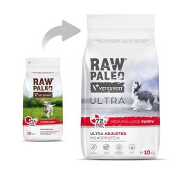 RAW PALEO Ultra Medium&Large Puppy Beef - trfoder til hvalpe - 10 kg