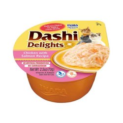 Inaba Dashi Delights Kylling Med Laks I Bouillon - Kattegodbidder - 70G