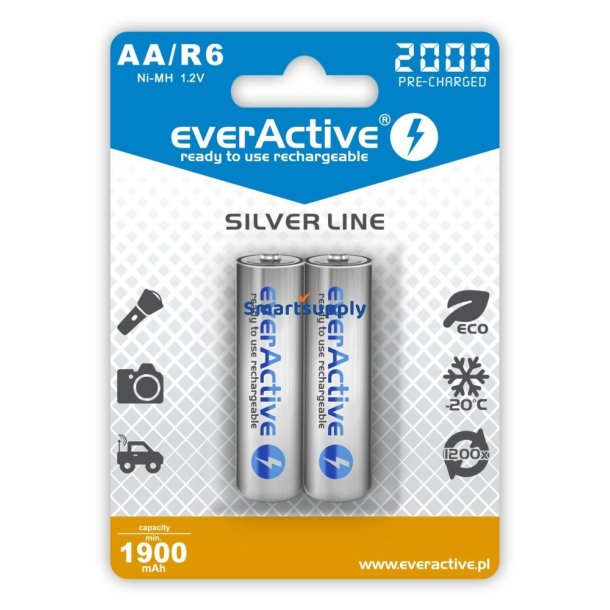 Genopladelige Batterier Everactive Ni-Mh R6 Aa 2000 mAh Silver Line - 2 Stk