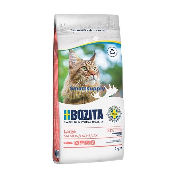 BOZITA Large Wheat free Salmon - trfoder til store og langhrede katte - 2 kg