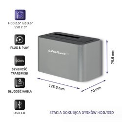 Qoltec 50315 Dockingstation HDD / SSD | 2,5 "/ 3,5" SATA | USB 3.0