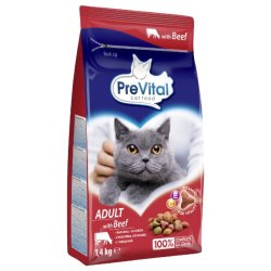 PREVITAL Cat Food Adult med oksekd - trfoder til katte - 1,4 kg
