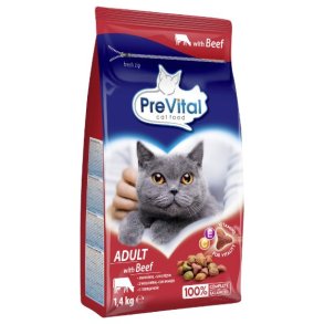 PREVITAL Cat Food Adult med oksekd - trfoder til katte - 1,4 kg