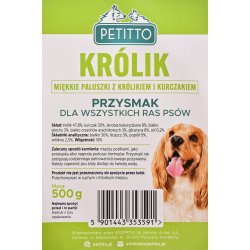 PETITTO Soft rabbit fingers - godbid til hund - 500g