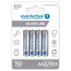 Genopladelige batterier everActive Ni-MH R03 AAA 800 mAh Silver Line