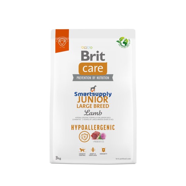 Brit Care Hypoallergenic Junior Large Breed Lam - Trfoder Til Hunde - 3 Kg