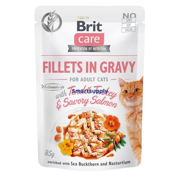 Brit Care Fileter I Sauce Kalkun Og Laks I Sauce - Vdfoder Til Katte - 85 G