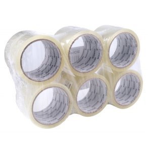 Pakketape bred og strk stjsvag klar 72 mm x 55 m - 6 stk