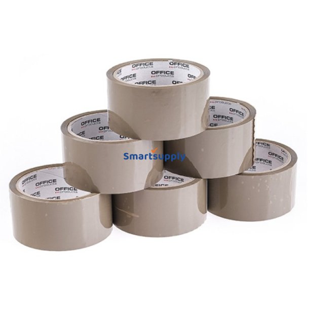 Pakketape brun stjsvag 48 mm x 50 m - 6 stk
