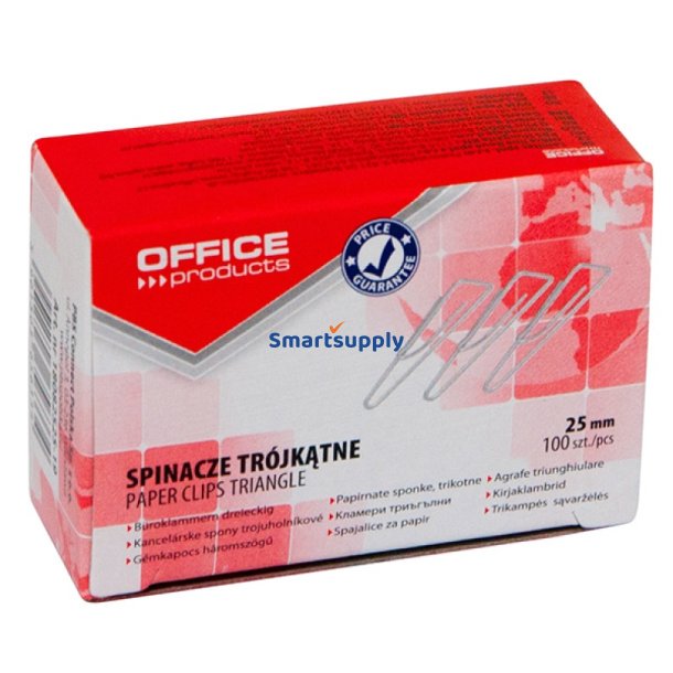 Papirclips 25 mm blanke trekantede 100 stk