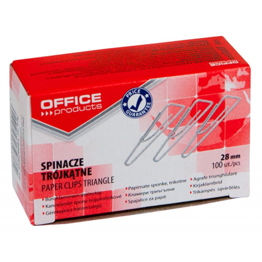 Papirclips 28 mm blanke trekantede 100 stk