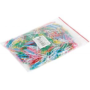 Papirclips 28 mm mix farver pose 500 stk