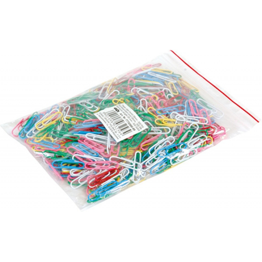 Papirclips 28 mm mix farver pose 500 stk