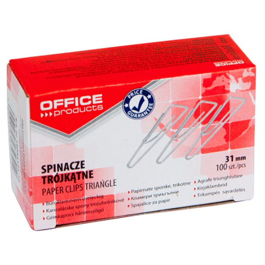 Papirclips 31 mm blanke trekantede 100 stk