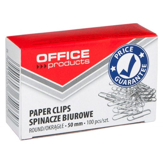 Papirclips 50 mm blanke 100 stk