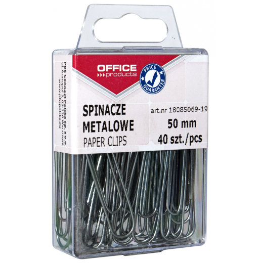 Papirclips 50 mm blanke plast�ske 40 stk