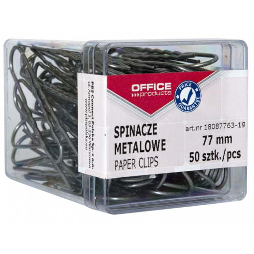 Papirclips 77 mm blanke plast�ske 50 stk