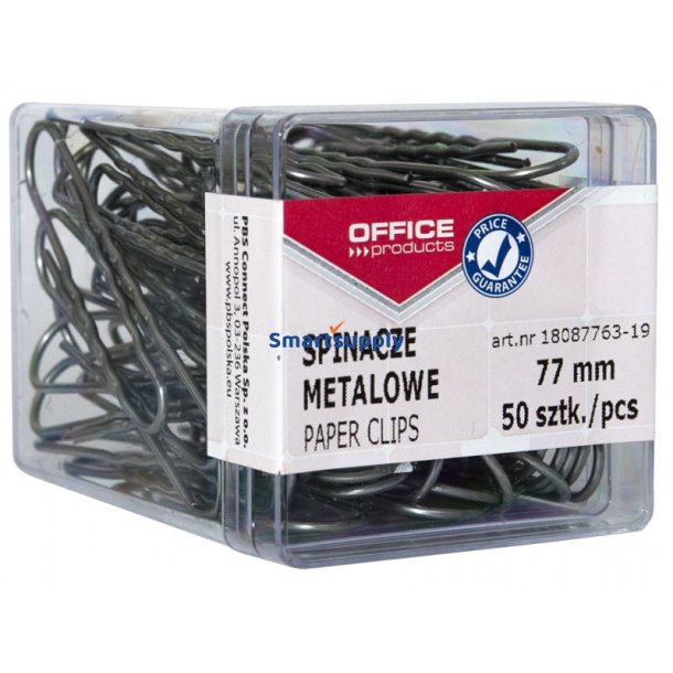 Papirclips 77 mm blanke plastske 50 stk