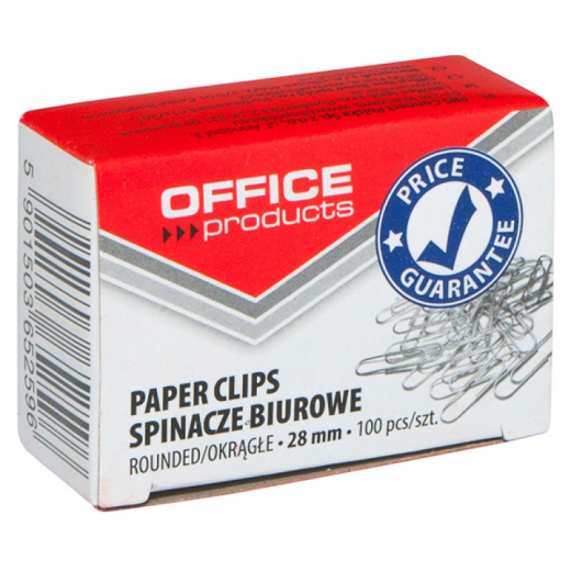 Papirclips 28 mm blanke 100 stk