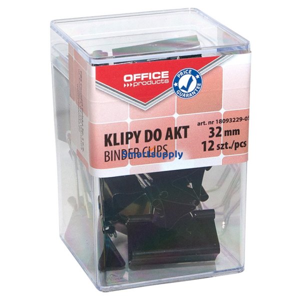 Papirklemmer 32 mm sort - plastske 12 stk