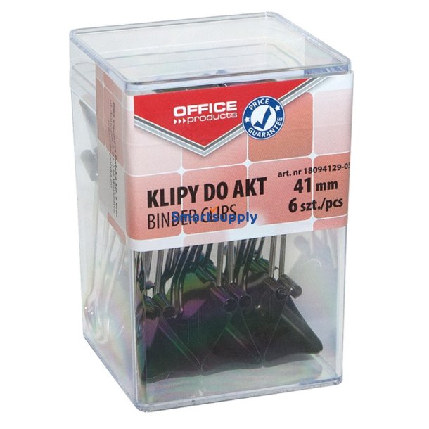 Papirklemmer 41 mm sort - plastske 6 stk