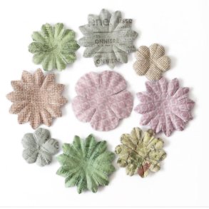 Pastel papirblomster blandede farver og strrelser 24 stk.