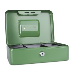 Pengekasse med mntbakke - stor - 250x90x180mm grn