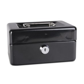 Pengekasse med mntbakke - lille - 152x80x115 mm sort