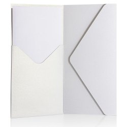 Perle hvid kuverter m. indvendig lomme 5 stk. 110mm x 220mm (DL)