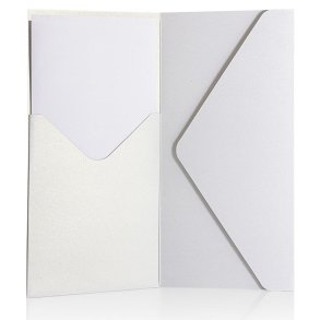 Perle hvid kuverter m. indvendig lomme 5 stk. 110mm x 220mm (DL)