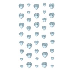 Perlebl rhinstenshjerter selvklbende 40 stk.