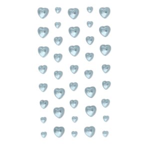 Perlebl rhinstenshjerter selvklbende 40 stk.