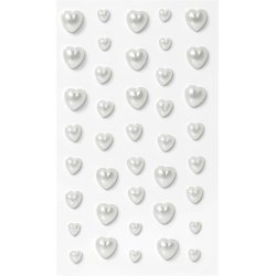 Perlemor hjerter med selvklbende bagside 40 stk.