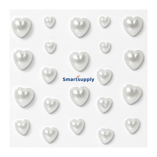 Perlemor hjerter med selvklbende bagside 40 stk.