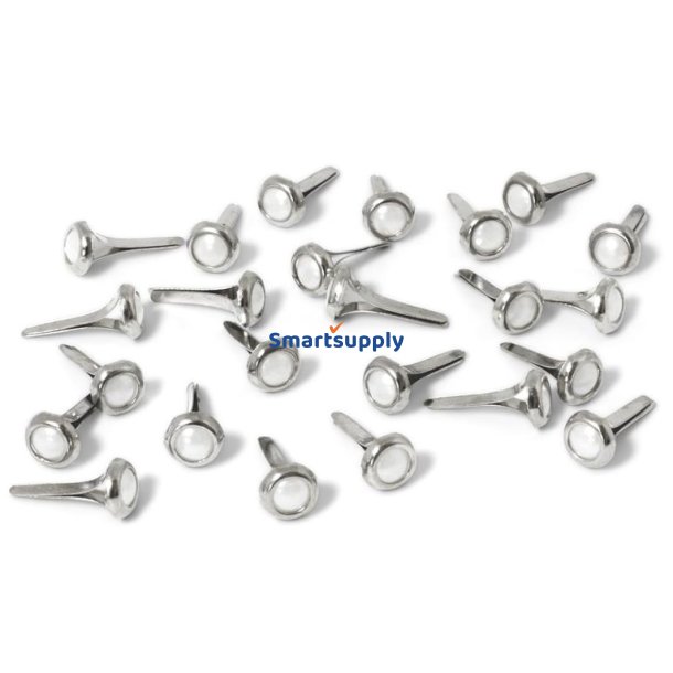 Perlemor rhinstenshjerter m. bagklemme 6mm, 24 stk.