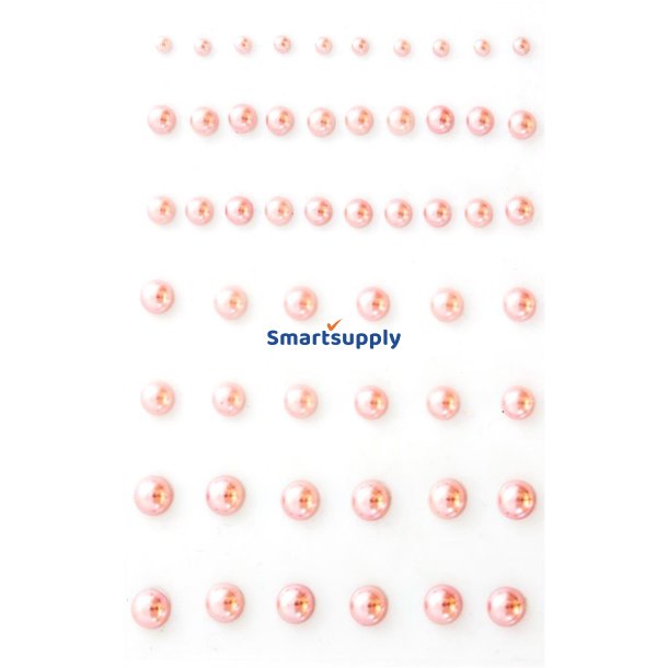 Pink perler - mix strrelser - selvklbende bagside 3-7mm, 54 stk.