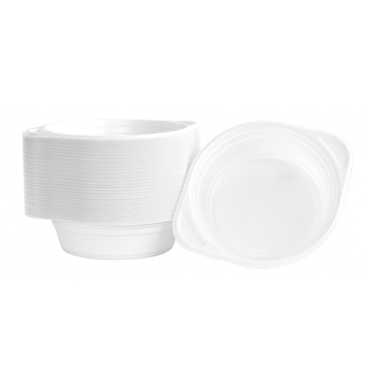 100 stk Plastik Sk�le 500ml genanvendelige 16 cm hvid