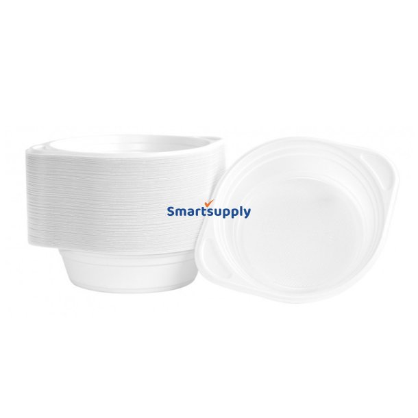 100 stk Plastik Skle 500ml genanvendelige 16 cm hvid