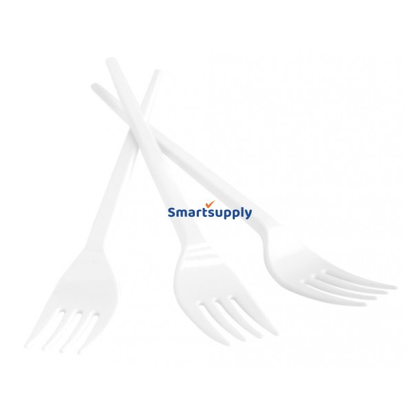 100 stk Plastik Gafler genanvendelige 17 cm hvid