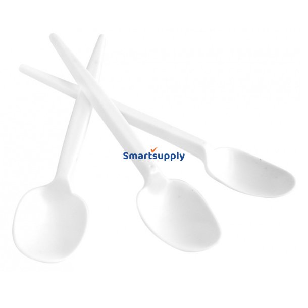 100 stk Plastik Teskeer genanvendelige 12 cm hvid